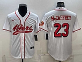 Men's San Francisco 49ers #23 Christian McCaffrey New White With Patch Cool Base Stitched Baseball Jersey,baseball caps,new era cap wholesale,wholesale hats